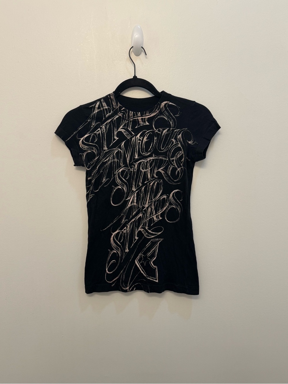 Famous Stars & Straps Y2K Scene Black Short Sleeve Script Graphic Tee